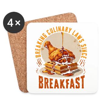 Chicken With Waffles Breaking Culinary Laws - Coasters (set of 4) - white - Front