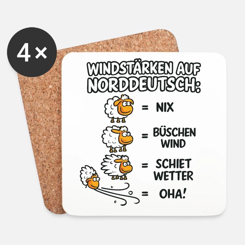 Norddeutsche Windstärken Schäfchen - Untersetzer (4er-Set) - Weiß