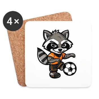 Raccoon Football Mascot - Coasters (set of 4) - white - Front