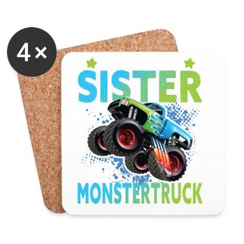Tausche Schwester Gegen Monstertruck - Untersetzer (4er-Set) - Weiß - Vorne