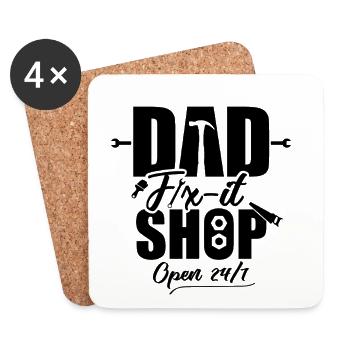 Dad Fix it Shop / Open 24/7 - Untersetzer (4er-Set) - Weiß - Vorne