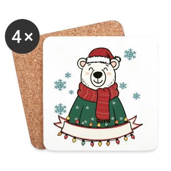 Polar Bär Weihnachtszauber - Untersetzer (4er-Set) - Weiß - Vorne