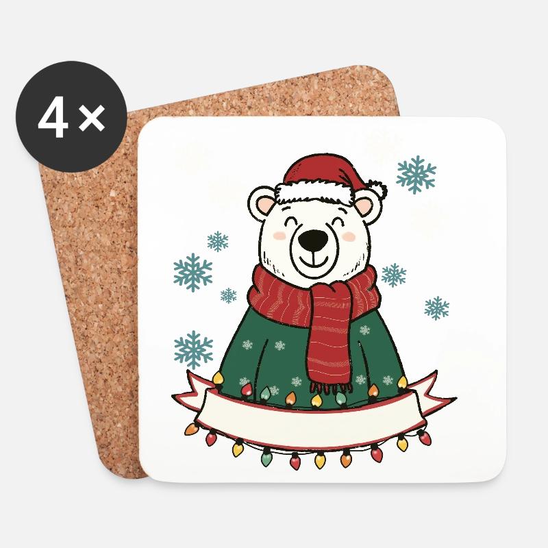 Polar Bär Weihnachtszauber - Untersetzer (4er-Set) - Weiß