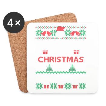 All I Want For Christmas Is Beer Humour Noël Drôle - Dessous de verre (lot de 4) - blanc - Devant