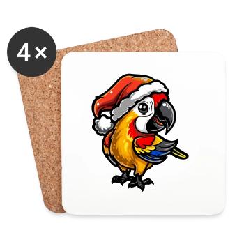 Perroquet Noël - Dessous de verre (lot de 4) - blanc - Devant