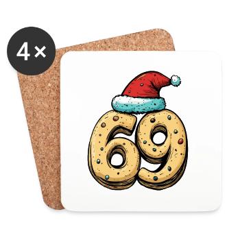 69 Zahl Keks Weihnachten - Untersetzer (4er-Set) - Weiß - Vorne