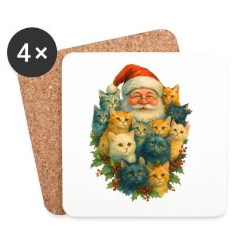 Santa Katzenvielfalt - Untersetzer (4er-Set) - Weiß - Vorne