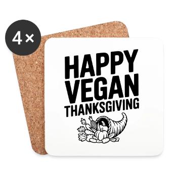Happy Vegan Thanksgiving - Coasters (set of 4) - white - Front