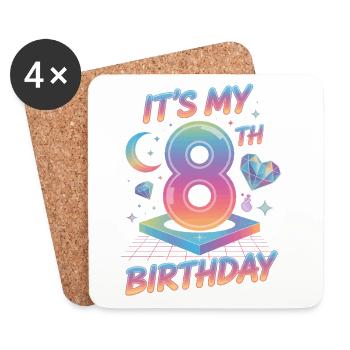 It's My 8th Birthday K-Pop Aesthetic - Untersetzer (4er-Set) - Weiß - Vorne