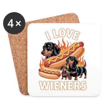 I Love Wieners Unwearable Bootleg - Dessous de verre (lot de 4) - blanc - Devant