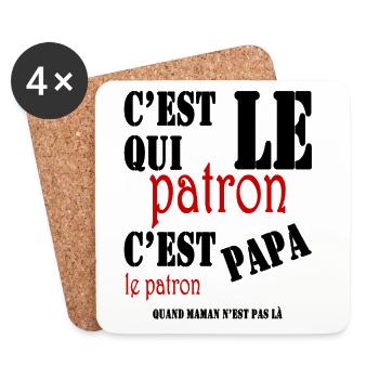 C'est qui le patron, c'est papa le patron - Coasters (set of 4) - white - Front