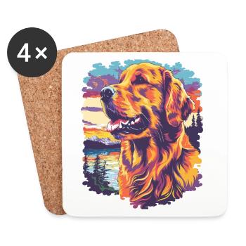 Farbiger Hund im Sonnenuntergang - Untersetzer (4er-Set) - Weiß - Vorne