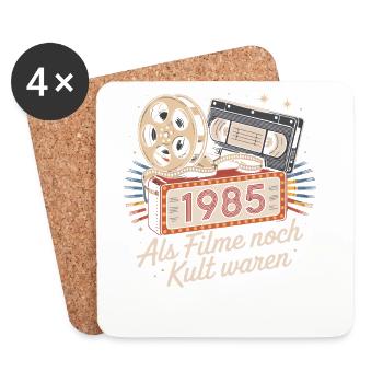 1985 Retro Kino Kult - Untersetzer (4er-Set) - Weiß - Vorne