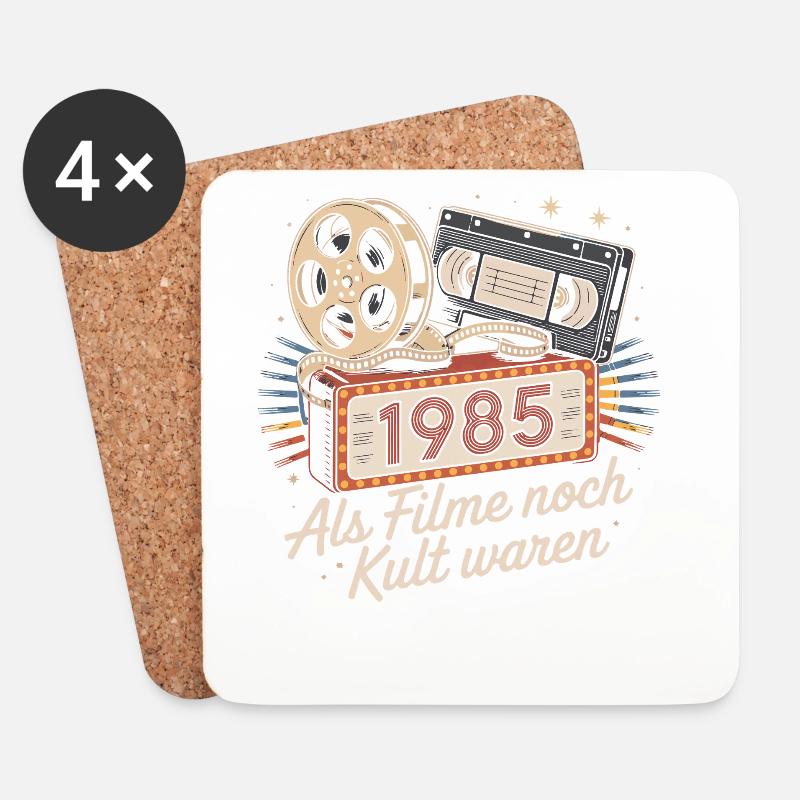 1985 Retro Kino Kult - Untersetzer (4er-Set) - Weiß
