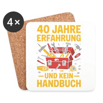 40 Jahre Erfahrung – Kein Handbuch - Untersetzer (4er-Set) - Weiß - Vorne