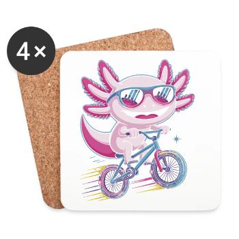 Kleiner Drachen Rennradheld Axolotl - Untersetzer (4er-Set) - Weiß - Vorne