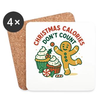 Les calories de Noël ne comptent pas pour les plaisirs des Fêtes - Dessous de verre (lot de 4) - blanc - Devant