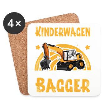 Bagger Kinderwagen - Untersetzer (4er-Set) - Weiß - Vorne