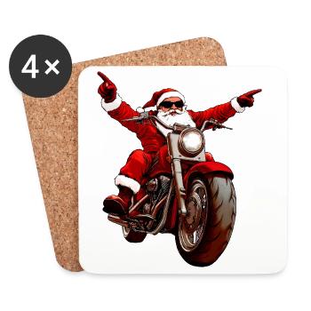 Motards de Noël - Dessous de verre (lot de 4) - blanc - Devant