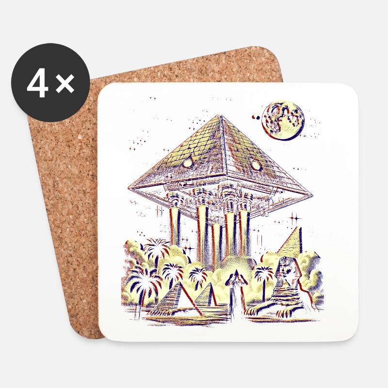 Antikes Pyramiden-UFO-Mystery-Design-Hemd - Untersetzer (4er-Set) - Weiß