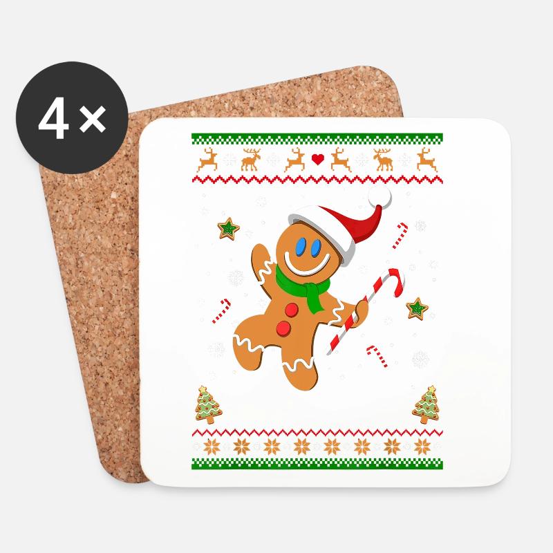 Hässliches Weihnachtspullover Lebkuchenmann Lustiges Geschenk - Untersetzer (4er-Set) - Weiß