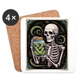 Tarotkarte XX Skelett Mit Essiggurken Glas - Untersetzer (4er-Set) - Weiß - Vorne