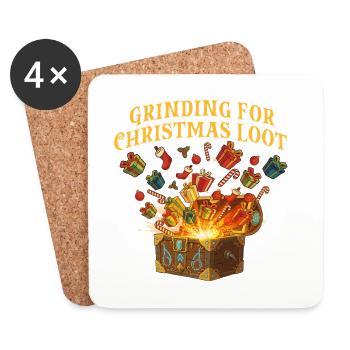 Grinding für Weihnachten Beute RPG Gamer Urlaub - Untersetzer (4er-Set) - Weiß - Vorne