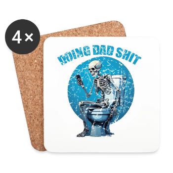 Squelette sur les toilettes : l’humour de papa - Dessous de verre (lot de 4) - blanc - Devant