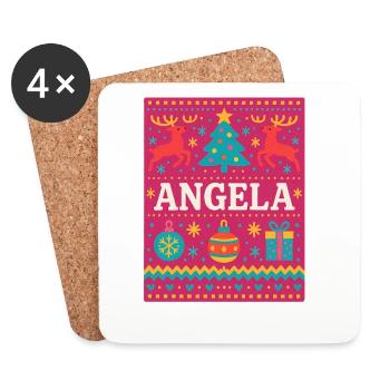 Festive Name Angela Ugly Chrismas Style, Xmas  - Coasters (set of 4) - white - Front