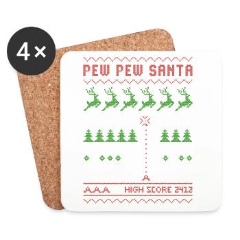 Pew Pew Santa | Ballerspiel | ugly christmas - Untersetzer (4er-Set) - Weiß - Vorne
