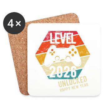 Bonne Année | Niveau 2026 débloqué | Joueur - Dessous de verre (lot de 4) - blanc - Devant
