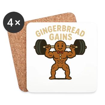 Gingerbread Gains Funny Christmas Holiday - Coasters (set of 4) - white - Front
