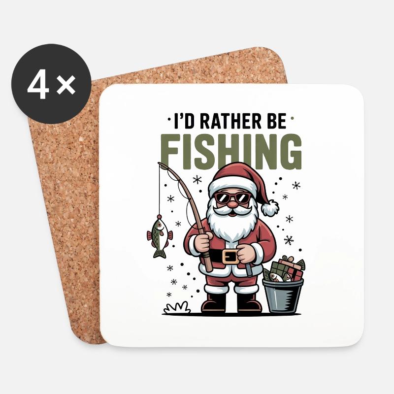 Weihnachtsmann Angeln Angler - Untersetzer (4er-Set) - Weiß