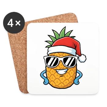 Weihnachten Ananas Kunst - Untersetzer (4er-Set) - Weiß - Vorne