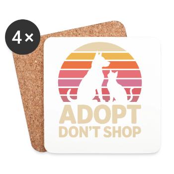 Adopt Don't Shop: Tierliebe Statement - Untersetzer (4er-Set) - Weiß - Vorne