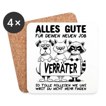 Collègue d’adieu Cadeau d’adieu Changement d’emploi - Dessous de verre (lot de 4) - blanc - Devant