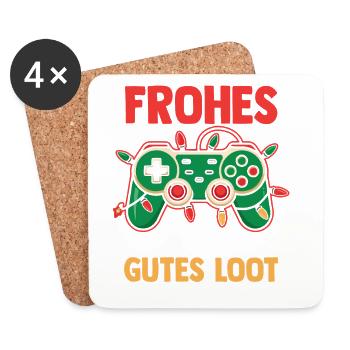Weihnachtsmann Gamer Zocker  Weihnachtszeit Weihna - Untersetzer (4er-Set) - Weiß - Vorne