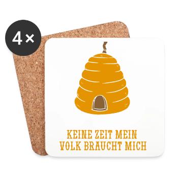 Keine Zeit mein Volk braucht mich Biene Imker - Untersetzer (4er-Set) - Weiß - Vorne