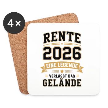 Rente 2026 – Eine Legende verlasst Gelände - Untersetzer (4er-Set) - Weiß - Vorne
