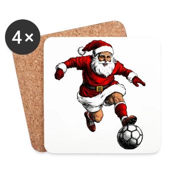 Footballeur Noël / Soccer Père Noël - Dessous de verre (lot de 4) - blanc - Devant