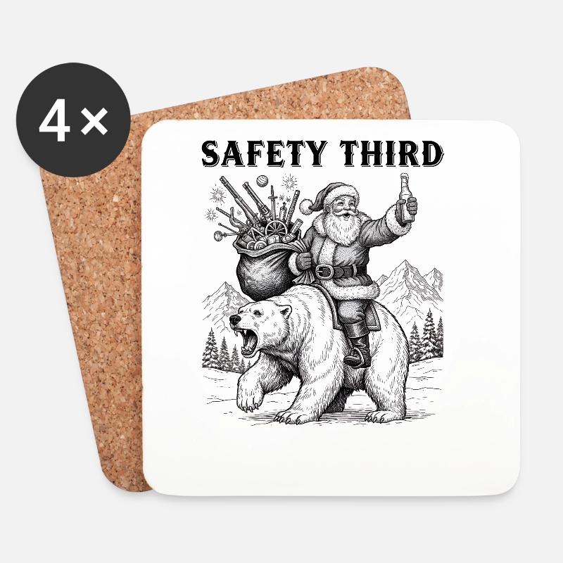 Safety Third Lustige sarkastische Weihnachtssicher - Untersetzer (4er-Set) - Weiß
