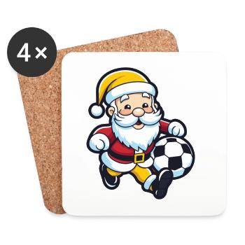 Père Noël Football Bande dessinée Noël - Dessous de verre (lot de 4) - blanc - Devant