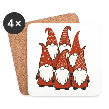 Merry Christmas Gnome Family Holiday Fun - Coasters (set of 4) - white - Front