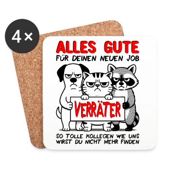 Collègue d’adieu Cadeau d’adieu Changement d’emploi - Dessous de verre (lot de 4) - blanc - Devant