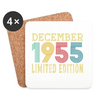 Né en Décembre 1955 70 Ans 70e Anniversaire Cadeau - Dessous de verre (lot de 4) - blanc - Devant