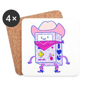 Console de jeu Cowboy Robot Vaporwave Rose Néon - Dessous de verre (lot de 4) - blanc - Devant