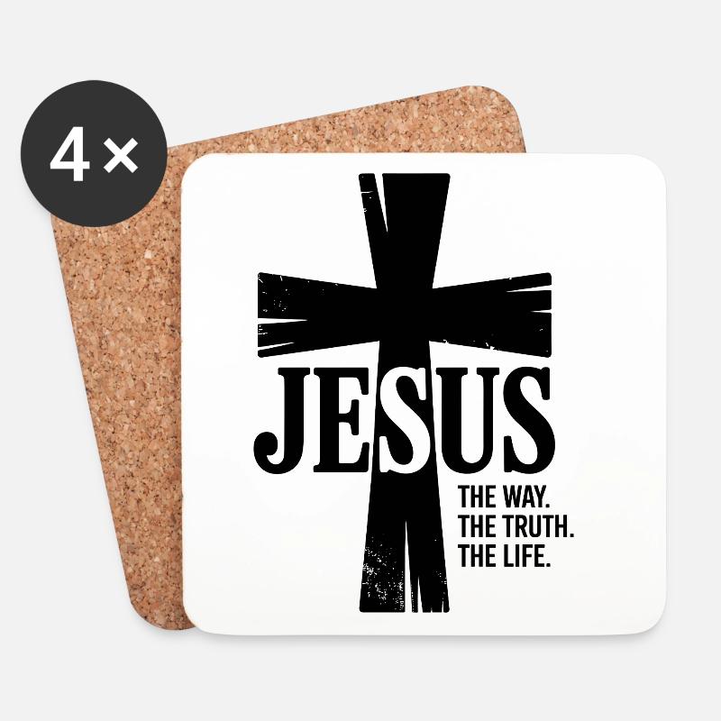 Jesus Der Weg Die Wahrheit Das Leben - Untersetzer (4er-Set) - Weiß