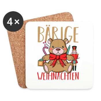 Weihnachtsmann Bär Weihnachtszeit Weihnachts - Untersetzer (4er-Set) - Weiß - Vorne