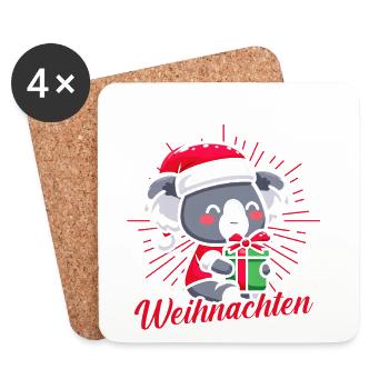 Weihnachtsmann Koala Weihnachtszeit Weihnachts - Untersetzer (4er-Set) - Weiß - Vorne