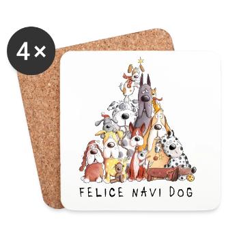Felice Navi chien chiens Noël dicton - Dessous de verre (lot de 4) - blanc - Devant
